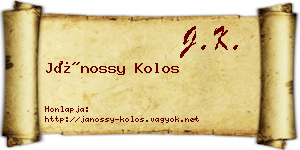 Jánossy Kolos névjegykártya